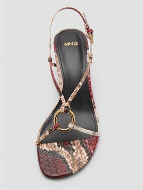 Mango Hoop Detail Slingback Kitten Heel Sandal Size 41